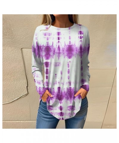 Long Sleeve Shirts For Women,Women'S Casaual Print Tunic Trendy Crewneck Long Blouse Tops For Leggings 3-light Purple $5.87 U...