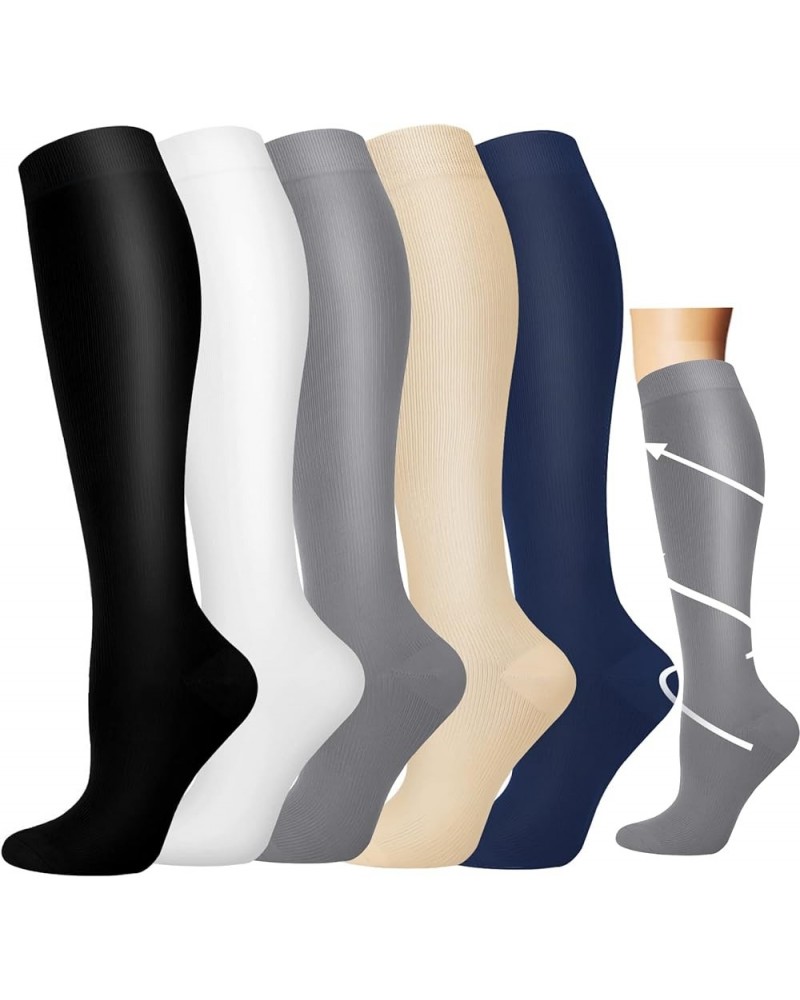 Graduated Medical Compression Socks for Women&Men Circulation Recovery-Knee High Supports Running Athletic Socks Multi011 Lar...