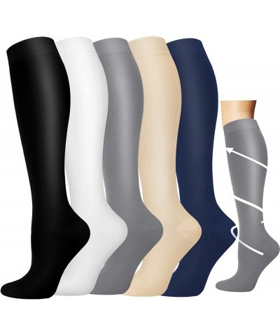 Graduated Medical Compression Socks for Women&Men Circulation Recovery-Knee High Supports Running Athletic Socks Multi011 Lar...