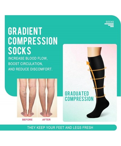 Graduated Medical Compression Socks for Women&Men Circulation Recovery-Knee High Supports Running Athletic Socks Multi011 Lar...