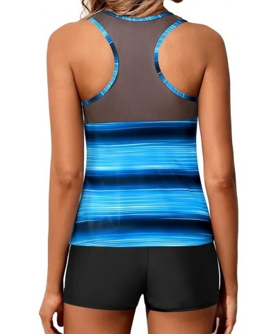 Tankini Swimsuits for Women with Shorts Athletic Two Piece Bathing Suits Racerback Tank Tops Swimwear Color Block $17.20 Swim...