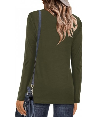 Womens Tops Short/Long Sleeve T-Shirts Fitted Cotton Crewneck Tee A:army Green $12.00 T-Shirts