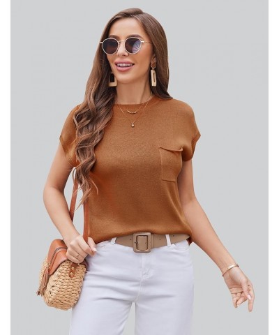 Womens Sleeveless Sweater Vest Loose Fit Cape Sleeve Knit Ribbed Tank Tops with Front Pocket S-XXL Caramel $16.94 Sweaters