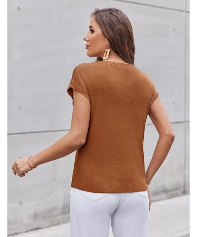 Womens Sleeveless Sweater Vest Loose Fit Cape Sleeve Knit Ribbed Tank Tops with Front Pocket S-XXL Caramel $16.94 Sweaters