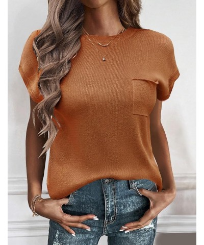 Womens Sleeveless Sweater Vest Loose Fit Cape Sleeve Knit Ribbed Tank Tops with Front Pocket S-XXL Caramel $16.94 Sweaters