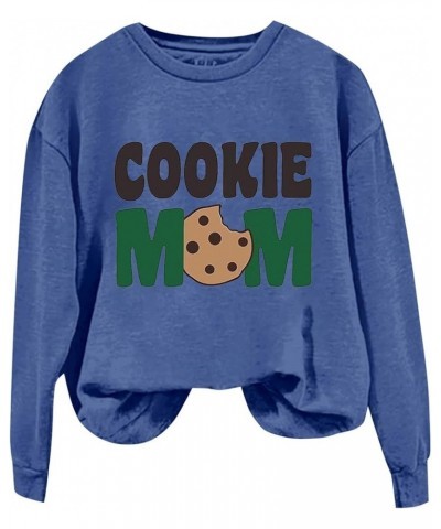 Cookie Mom Shirt for Women's Girl Scout Mom Cookie Gift Cute Pullover Long Sleeve T Shirt Casual Crewneck Tops B-blue $9.43 H...