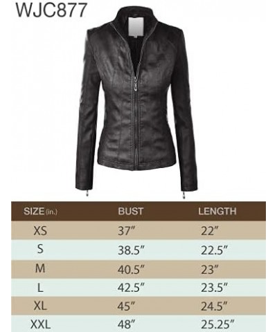 MBJ Womens Faux Leather Zip Up Moto Biker Jacket With Stitching DetaiL Wjc877_khaki $28.57 Coats