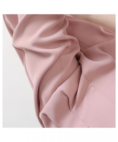 Women's Wide Leg Pants High Waisted Pocketed Straight Suit Long Trousers Pink $13.68 Pants