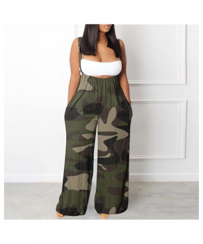 Plus Size Jumpsuits for Women Sexy Summer Elegant Solid Halter Neck Sleeveless Wide Leg Pants Rompers WIth Pocket 02-camoufla...