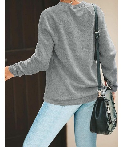 Sweatshirts for Women Casual Long Sleeve Crewneck Pullover Hoodies Cute Graphic Cotton Tops 08-grey $12.00 Hoodies & Sweatshirts