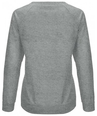 Sweatshirts for Women Casual Long Sleeve Crewneck Pullover Hoodies Cute Graphic Cotton Tops 08-grey $12.00 Hoodies & Sweatshirts