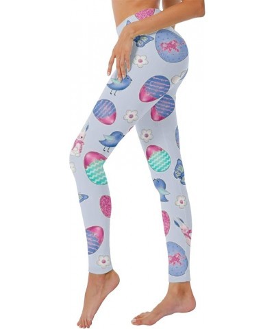 High Waisted Leggings for Women Easter Day Tummy Control Yoga Pants Easter Eggs Print Stretchy Yoga Leggings for Women Z01-sk...