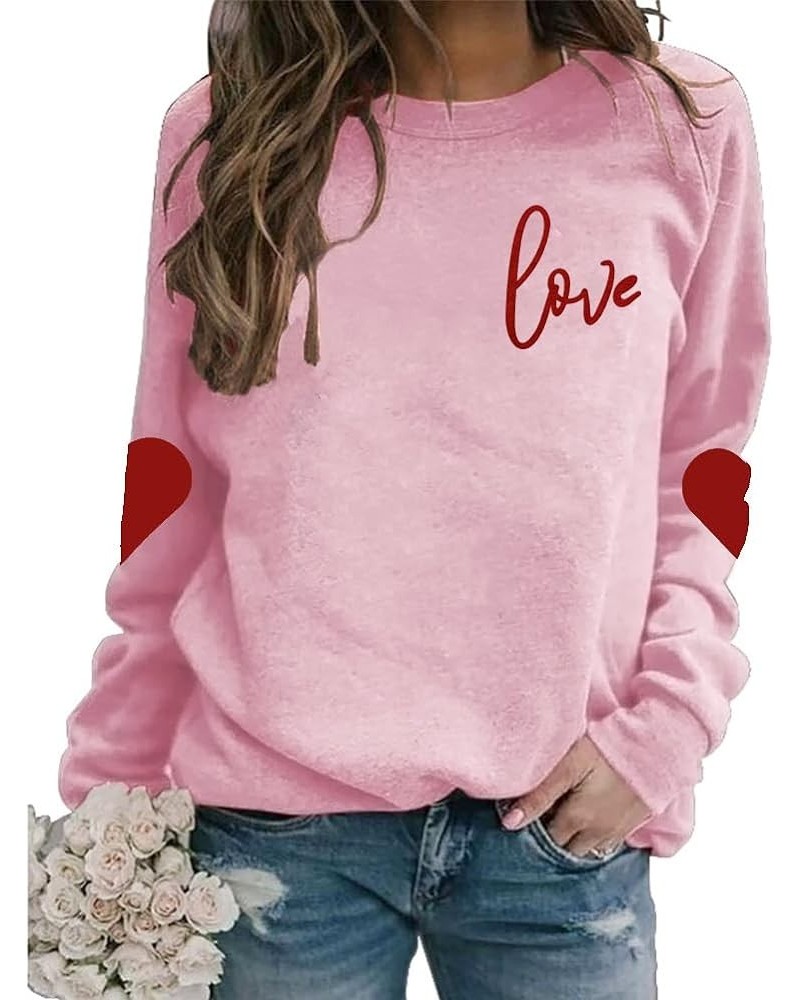 Valentine's Day Sweatshirt Women Love Heart Grahic Long Sleeve Shirt Casual Valentines Gifts Pullover Tops Pink $18.50 Hoodie...