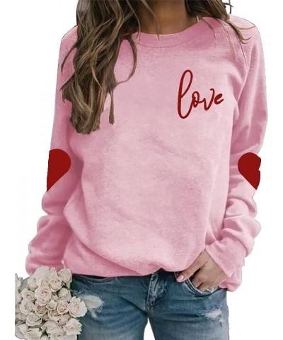 Valentine's Day Sweatshirt Women Love Heart Grahic Long Sleeve Shirt Casual Valentines Gifts Pullover Tops Pink $18.50 Hoodie...