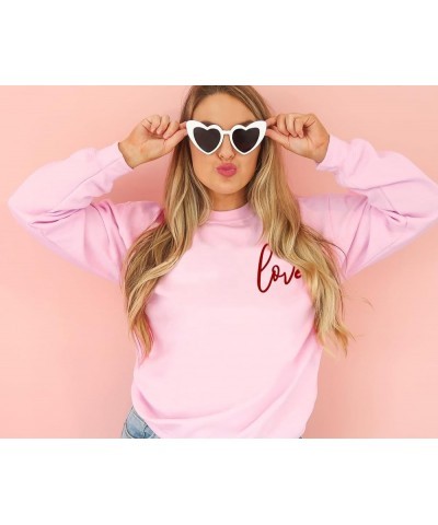 Valentine's Day Sweatshirt Women Love Heart Grahic Long Sleeve Shirt Casual Valentines Gifts Pullover Tops Pink $18.50 Hoodie...