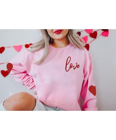 Valentine's Day Sweatshirt Women Love Heart Grahic Long Sleeve Shirt Casual Valentines Gifts Pullover Tops Pink $18.50 Hoodie...