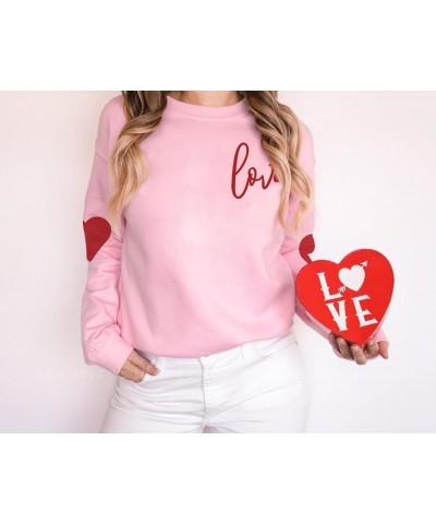 Valentine's Day Sweatshirt Women Love Heart Grahic Long Sleeve Shirt Casual Valentines Gifts Pullover Tops Pink $18.50 Hoodie...