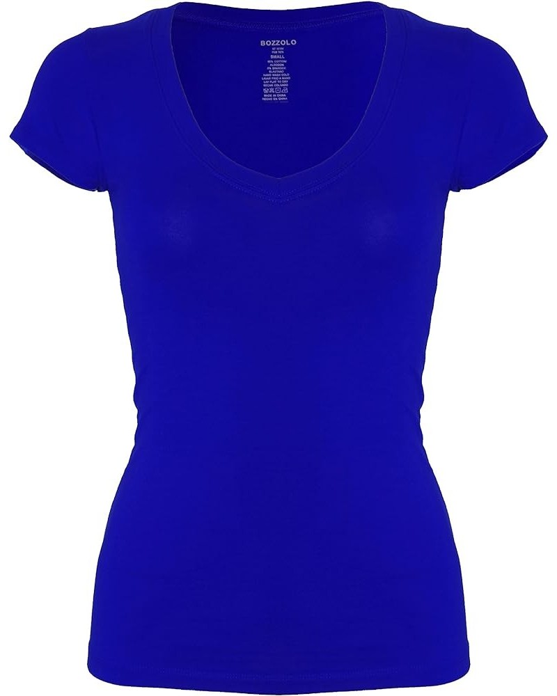 Women's Plain Basic V Neck Short Sleeve Cotton T-Shirts Xx-large Plus,royal $8.69 T-Shirts