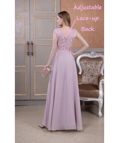 Chiffon Bridesmaid Dresses with Slit V-Neck Mother of Bride Dress Laces Applique Elegant A-line Formal Evening Dresses Ice Bl...