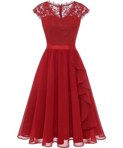 Women's Bridesmaid Dress 2023 Short Prom Dress Ruffle Wedding Guest Cocktail Dress Floral Homecoming Dress Red $27.92 Dresses