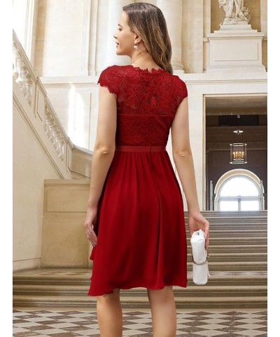 Women's Bridesmaid Dress 2023 Short Prom Dress Ruffle Wedding Guest Cocktail Dress Floral Homecoming Dress Red $27.92 Dresses