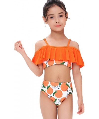 Mommy and Me Matching Family Swimsuit Ruffle Women Swimwear Kids Toddler Bikini Bathing Suits Summer Beachwear Sets Orange $1...