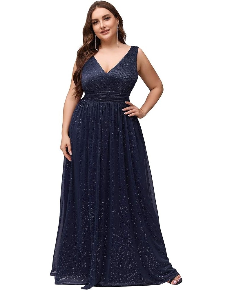 Women's Custom V-Neck Ruched Empire Wasit A Line Bridesmaid Dresses 07764 B:navy Blue $31.49 Dresses