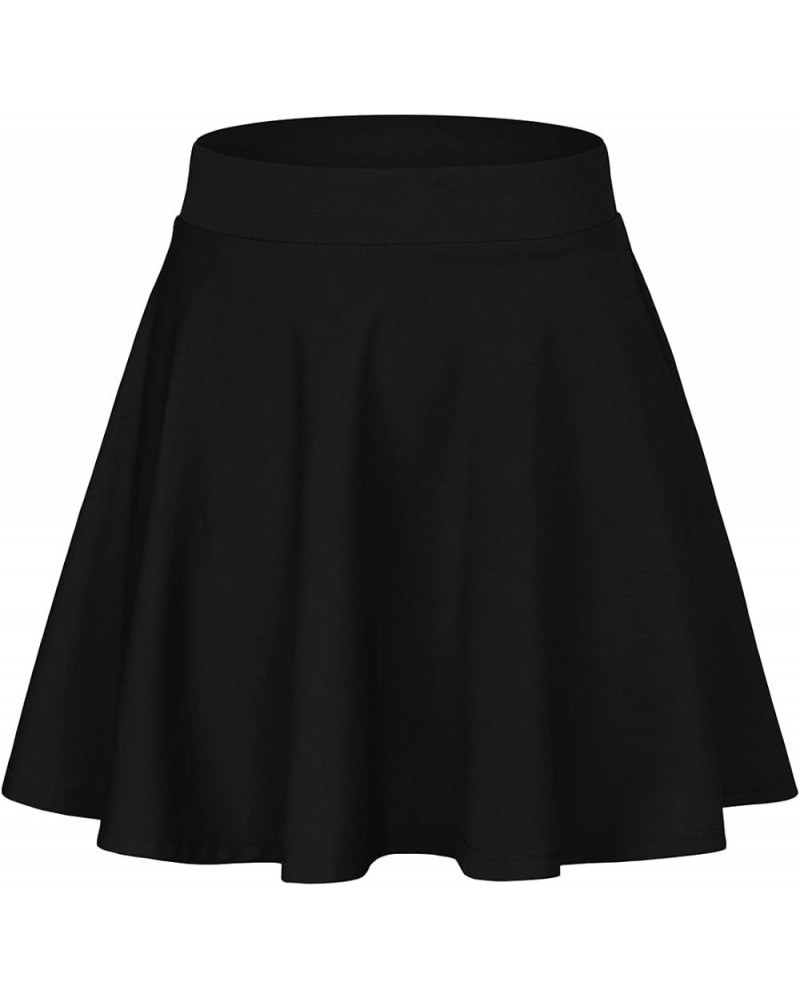 Women's Stretchy Flared Pleated Skater Skirt Tennis School Uniforms A Line Mini Short Skirt A Black $11.96 Skirts