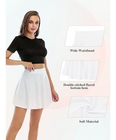 Women's Stretchy Flared Pleated Skater Skirt Tennis School Uniforms A Line Mini Short Skirt A Black $11.96 Skirts