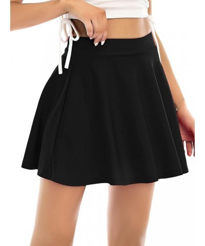 Women's Stretchy Flared Pleated Skater Skirt Tennis School Uniforms A Line Mini Short Skirt A Black $11.96 Skirts