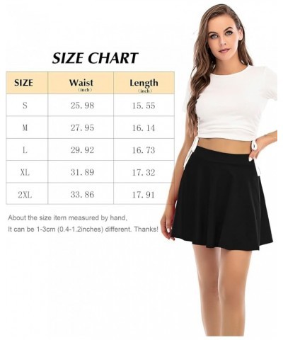 Women's Stretchy Flared Pleated Skater Skirt Tennis School Uniforms A Line Mini Short Skirt A Black $11.96 Skirts