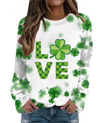 Women Valentine's day Love Heart Print Crewneck Sweatshirt Loose Long Sleeve Pullover Tops Athletic Sweater Shirts Z-j-white ...