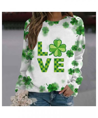 Women Valentine's day Love Heart Print Crewneck Sweatshirt Loose Long Sleeve Pullover Tops Athletic Sweater Shirts Z-j-white ...