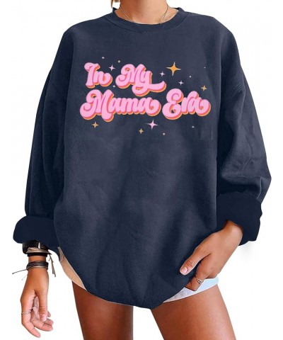 Womens Crewneck Sweatshirt Mama Sweatshirts : Mama Letter Print Long Sleeve Casual Pullover Tops Blue $11.89 Tops