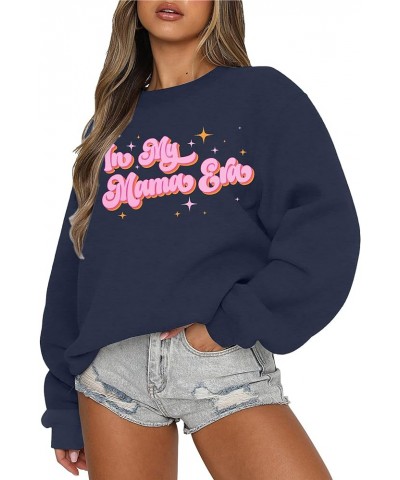 Womens Crewneck Sweatshirt Mama Sweatshirts : Mama Letter Print Long Sleeve Casual Pullover Tops Blue $11.89 Tops