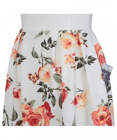 Women's Vintage Patchwork Pockets Puffy Swing Casual Party Dress OX165 White-whfloral $20.39 Dresses