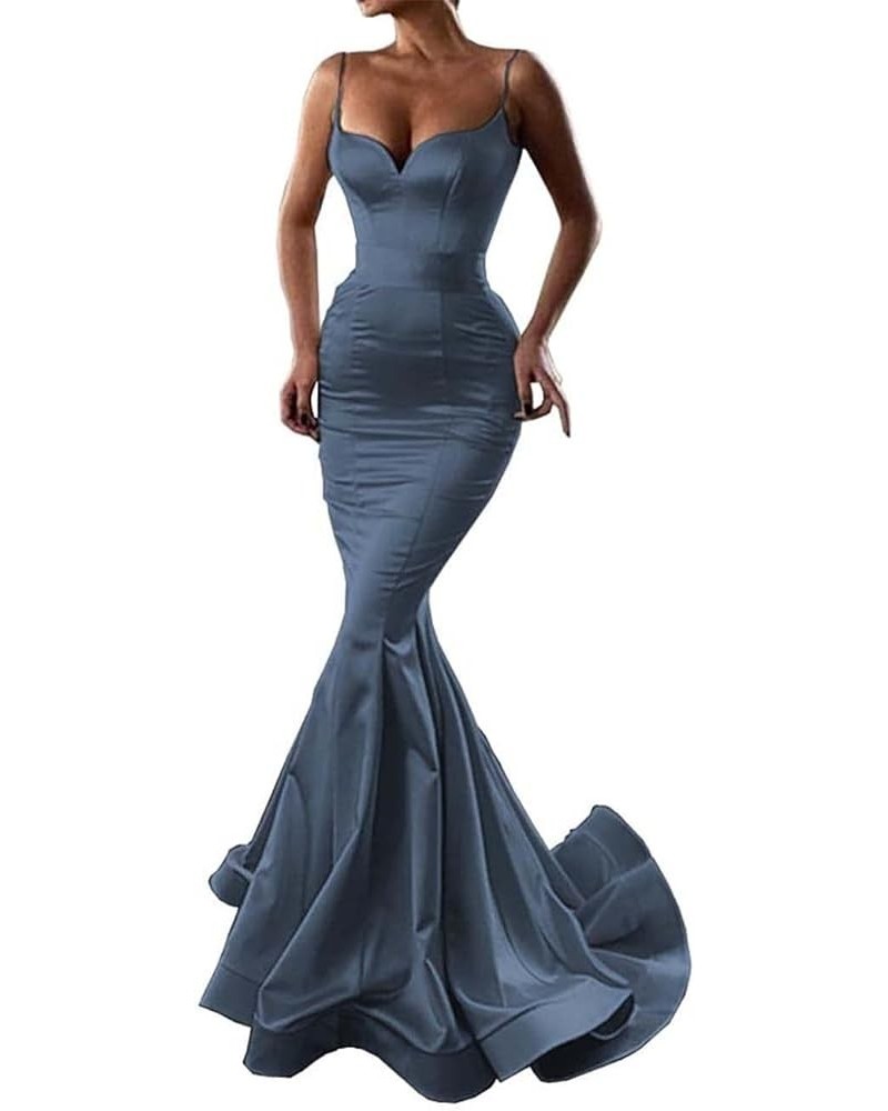 Prom Dress Mermaid Wedding Guest Dresses for Women Spaghetti Straps Formal Dress Sleeveless Evening Party Gowns Dusty Blue $3...