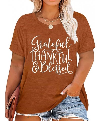 Plus Size Thanksgiving Tshirt Women Gobble Gobble Gobble Shirt Casual Short Sleeve Tops Funny Letter Print T-Shirt Orange 4 $...