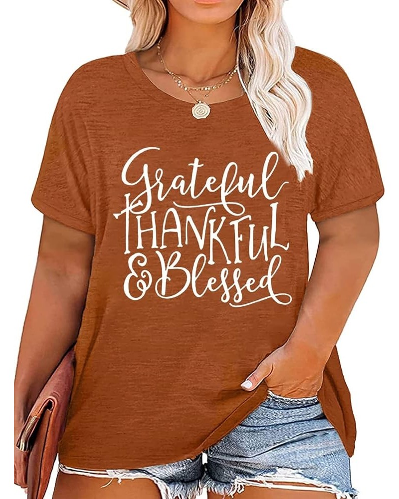 Plus Size Thanksgiving Tshirt Women Gobble Gobble Gobble Shirt Casual Short Sleeve Tops Funny Letter Print T-Shirt Orange 4 $...