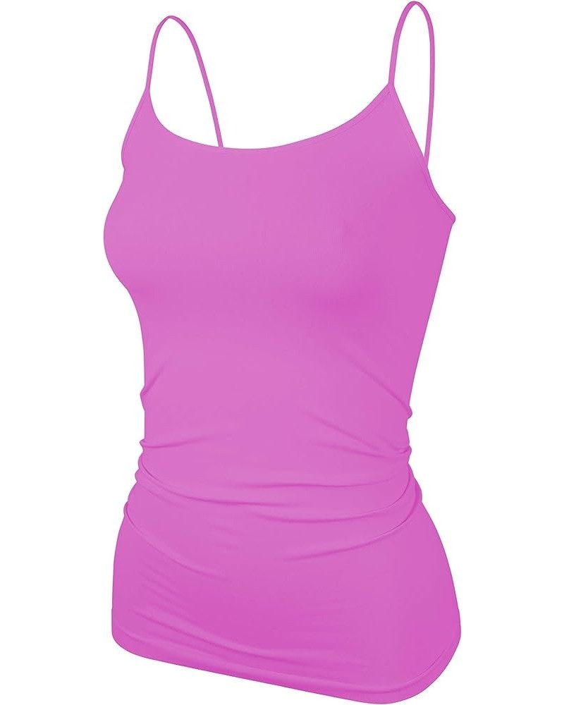 Women's Cami Tank Top - Sleeveless Stretch Seamless Camisole Basic Layer UV Protective Fabric UPF 50+ Made in USA Neon Rose $...