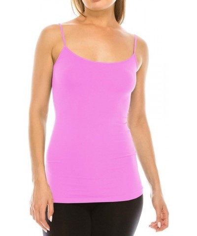 Women's Cami Tank Top - Sleeveless Stretch Seamless Camisole Basic Layer UV Protective Fabric UPF 50+ Made in USA Neon Rose $...