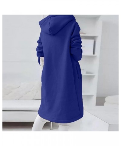 Womens Long Hoodies Long Sleeve Zip Up Solid Plain Pullover Drawstring Loose Fit Casual Fashion Tops Blue $16.43 Hoodies & Sw...