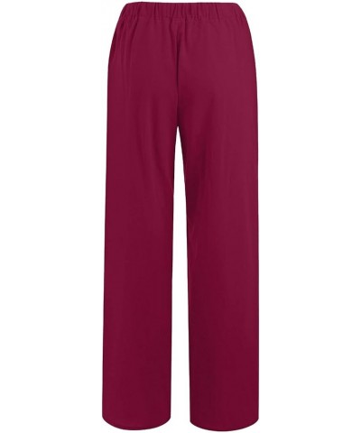 Linen Pants for Women Wide Leg High Waisted Loose Fit Palazzo Pants Casual Beach Trendy Trouses with Pockets Zly B-wine $11.3...