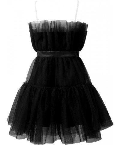 Tulle Dress Women Short Puffy Prom Dress Strapless Mesh Birthday Fairy Dresses Ruffle Cocktail Party Poofy Gown A1-black $13....