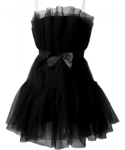 Tulle Dress Women Short Puffy Prom Dress Strapless Mesh Birthday Fairy Dresses Ruffle Cocktail Party Poofy Gown A1-black $13....