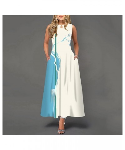 Summer Dresses for Women 2023 Short Sleeve/Sleeveless Floral V Neck Midi Dress Casual Fashion Flowy Dresses 22 F-sky Blue $9....