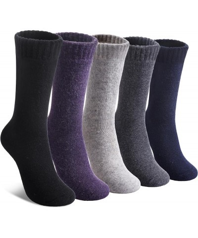 Wool Socks for Women Winter Warm Hiking Thick Warm Cozy Boot Crew Gift Socks 5 Pairs Purple/Blue/Black/Dark Gray/Light Gray $...