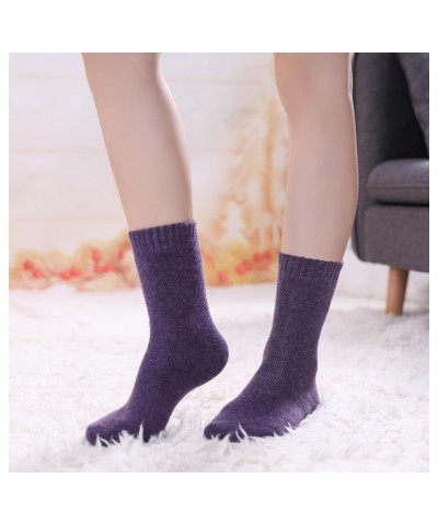 Wool Socks for Women Winter Warm Hiking Thick Warm Cozy Boot Crew Gift Socks 5 Pairs Purple/Blue/Black/Dark Gray/Light Gray $...