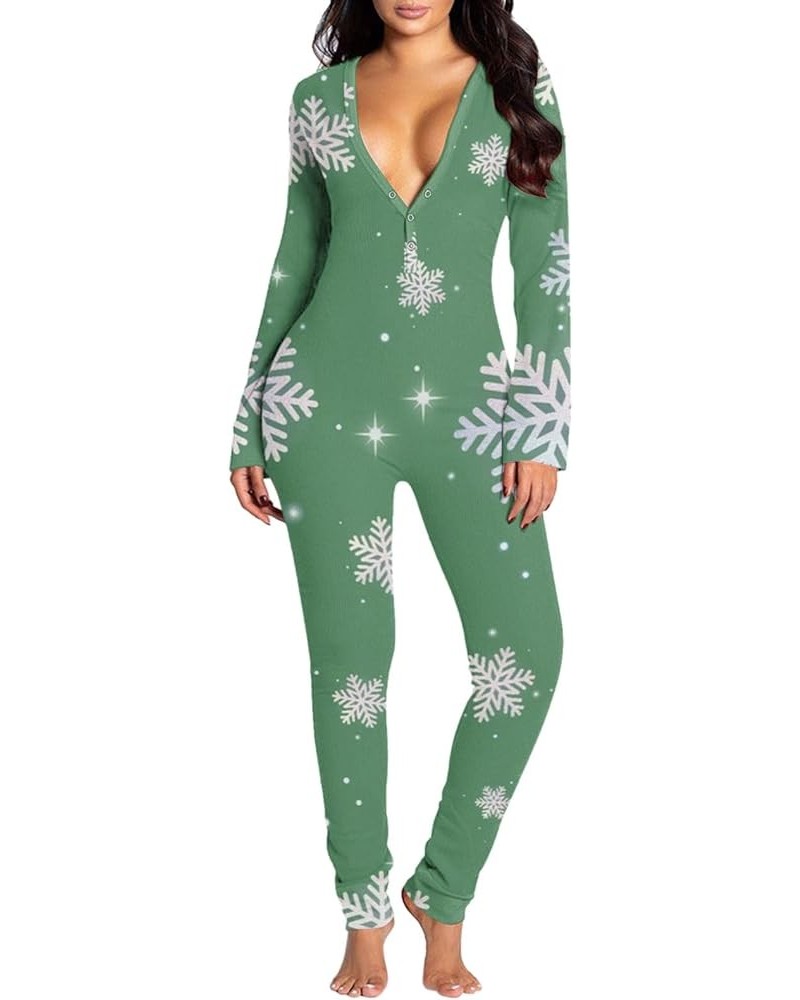 Sexy Christmas Pajamas for Women Funny Graphic Sleepwear Xmas Zipp Onesie Winter Long Sleeve Hooded Jumpsuit D05-a2green $7.0...