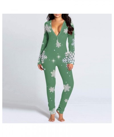 Sexy Christmas Pajamas for Women Funny Graphic Sleepwear Xmas Zipp Onesie Winter Long Sleeve Hooded Jumpsuit D05-a2green $7.0...